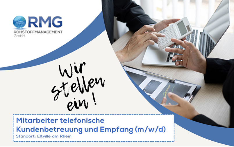 Headerbild RMG Rohstoffmanagement GmbH - Mitarbeiter telefonische Kundenbetreuung und Empfang (m/w/d) - 7774665