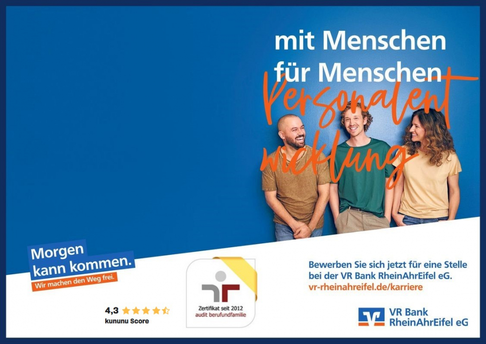 Headerbild VR Bank RheinAhrEifel eG - AusbildungsbetreuerIn (w/m/d) - 7776835